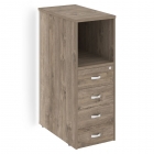 Тумба с подсветкой 5 ящиков TIP-ON, проходная средняя Рива ONIX O.R-TV-5TIP.S Тиквуд Темный