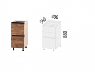 Напольный шкаф 3 ящика с доводчиком Titusoft Витра Дакота 60