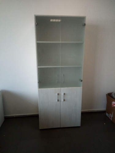 Шкаф книжный со стеклом без топа Рива YALTA LT-ST 1.2 Снежная Патина
