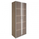 Шкаф книжный со стеклом в раме без топа Рива YALTA LT-ST 1.10R Снежная Патина