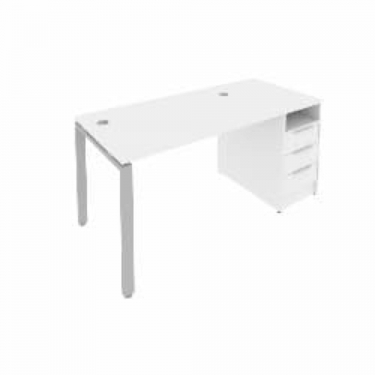 Рабочая станция с опорной тумбой Рива Metal System Б.РС-СТП -1.2 Белый/Серый