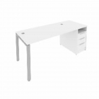 Рабочая станция с опорной тумбой Рива Metal System Б.РС-СТП -1.3 Белый/Серый