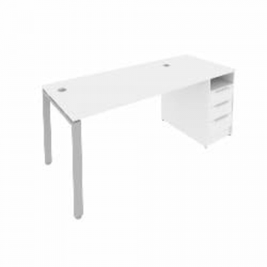 Рабочая станция с опорной тумбой Рива Metal System Б.РС-СТП -1.3 Белый/Серый