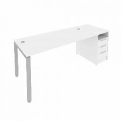 Рабочая станция с опорной тумбой Рива Metal System Б.РС-СТП -1.4 Белый/Серый