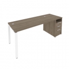 Рабочая станция с опорной тумбой Рива Metal System Б.РС-СТП -1.4 Вяз/Белый