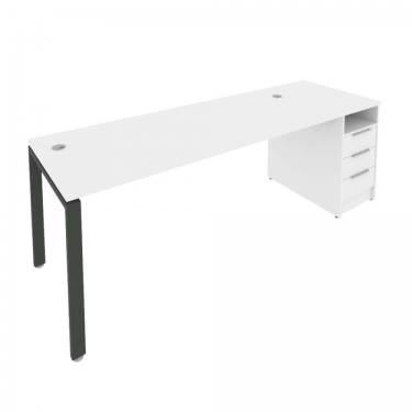 Рабочая станция с опорной тумбой Рива Metal System Б.РС-СТП -1.5 Белый/Антрацит