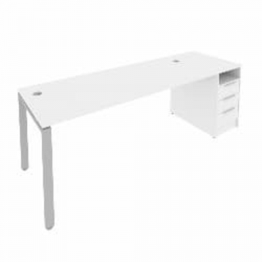 Рабочая станция с опорной тумбой Рива Metal System Б.РС-СТП -1.5 Белый/Серый