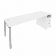 Рабочая станция с опорной тумбой Рива Metal System Б.РС-СТП -1.5 Белый/Серый