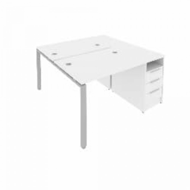 Рабочая станция с опорной тумбой Рива Metal System Б.РС-СТП-2.1 Белый/Серый