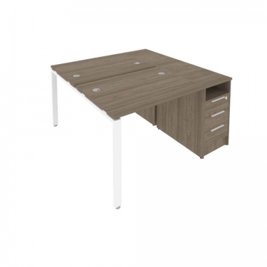 Рабочая станция с опорной тумбой Рива Metal System Б.РС-СТП-2.1 Вяз/Белый