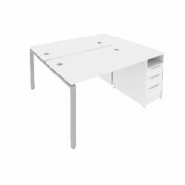 Рабочая станция с опорной тумбой Рива Metal System Б.РС-СТП-2.2 Белый/Серый