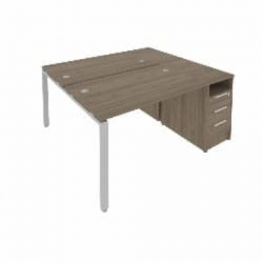 Рабочая станция с опорной тумбой Рива Metal System Б.РС-СТП-2.2 Вяз/Серый