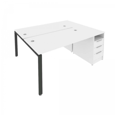 Рабочая станция с опорной тумбой Рива Metal System Б.РС-СТП-2.3 Белый/Антрацит