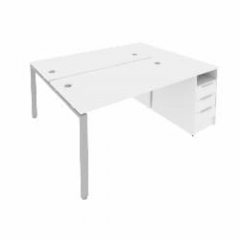 Рабочая станция с опорной тумбой Рива Metal System Б.РС-СТП-2.3 Белый/Серый