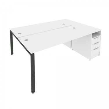 Рабочая станция с опорной тумбой Рива Metal System Б.РС-СТП-2.4 Белый/Акация