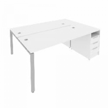 Рабочая станция с опорной тумбой Рива Metal System Б.РС-СТП-2.4 Белый/Серый