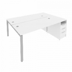 Рабочая станция с опорной тумбой Рива Metal System Б.РС-СТП-2.4 Белый/Серый