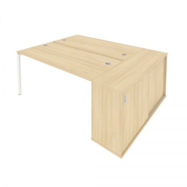 Рабочая станция с опорным шкафом-купе Рива Metal System Б.РС-СШК-1.4 Акация/Белый