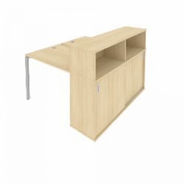 Рабочая станция с опорным шкафом-купе Рива Metal System БП.РС-СШК-2.1 Акация/Серый