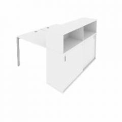 Рабочая станция с опорным шкафом-купе Рива Metal System БП.РС-СШК-2.1 Белый/Серый