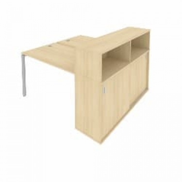 Рабочая станция с опорным шкафом-купе Рива Metal System Б.РС-СШК-2.2 Акация/Серый