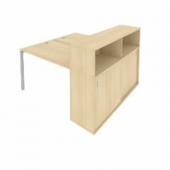 Рабочая станция с опорным шкафом-купе Рива Metal System Б.РС-СШК-2.2 Акация/Серый