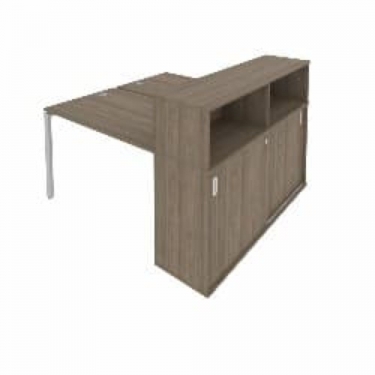Рабочая станция с опорным шкафом-купе Рива Metal System Б.РС-СШК-2.2 Вяз/Серый