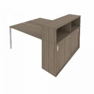 Рабочая станция с опорным шкафом-купе Рива Metal System Б.РС-СШК-2.3 Вяз/Серый