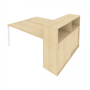 Рабочая станция с опорным шкафом-купе Рива Metal System Б.РС-СШК-2.4 Акация/Белый