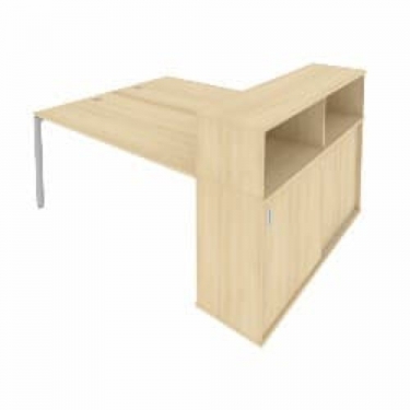 Рабочая станция с опорным шкафом-купе Рива Metal System Б.РС-СШК-2.4 Акация/Серый