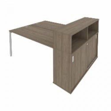 Рабочая станция с опорным шкафом-купе Рива Metal System Б.РС-СШК-2.4 Вяз/Серый
