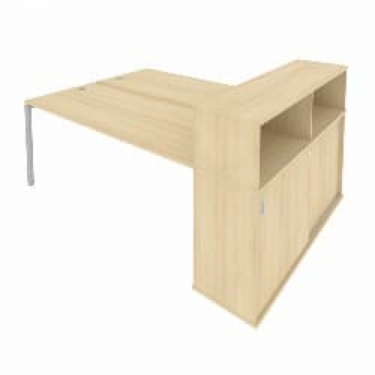 Рабочая станция с опорным шкафом-купе Рива Metal System Б.РС-СШК-2.5 Акация/Серый