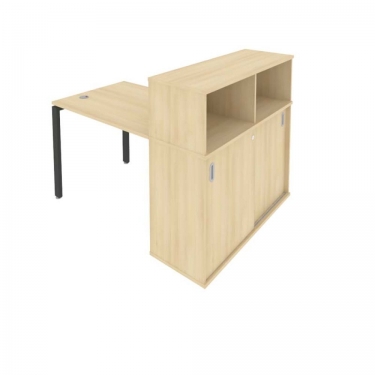 Рабочая станция с опорным шкафом-купе Рива Metal System Б.РС-СШК-3.1 Акация/Антрацит