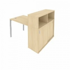 Рабочая станция с опорным шкафом-купе Рива Metal System Б.РС-СШК-3.1 Акация/Серый