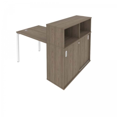 Рабочая станция с опорным шкафом-купе Рива Metal System Б.РС-СШК-3.1 Вяз/Белый