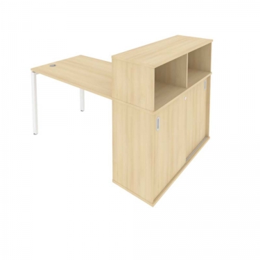 Рабочая станция с опорным шкафом-купе Рива Metal System Б.РС-СШК-3.2 Акация/Белый