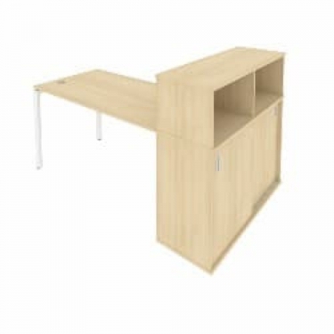 Рабочая станция с опорным шкафом-купе Рива Metal System Б.РС-СШК-3.3 Акация/Белый