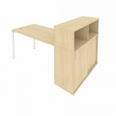 Рабочая станция с опорным шкафом-купе Рива Metal System Б.РС-СШК-3.3 Акация/Белый