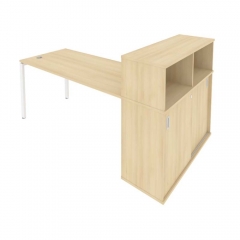 Рабочая станция с опорным шкафом-купе Рива Metal System Б.РС-СШК-3.4 Акация/Белый