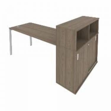 Рабочая станция с опорным шкафом-купе Рива Metal System Б.РС-СШК-3.4 Вяз/Серый