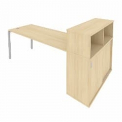 Рабочая станция с опорным шкафом-купе Рива Metal System Б.РС-СШК-3.5 Акация/Серый