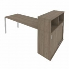 Рабочая станция с опорным шкафом-купе Рива Metal System Б.РС-СШК-3.5 Вяз/Серый