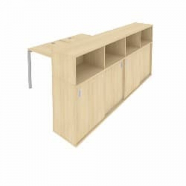 Рабочая станция с опорным шкафом-купе Рива Metal System Б.РС-СШК-4.2 Акация/Серый