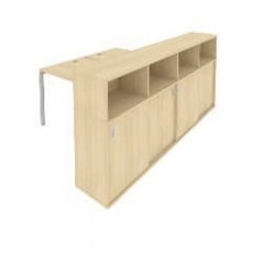 Рабочая станция с опорным шкафом-купе Рива Metal System Б.РС-СШК-4.2 Акация/Серый