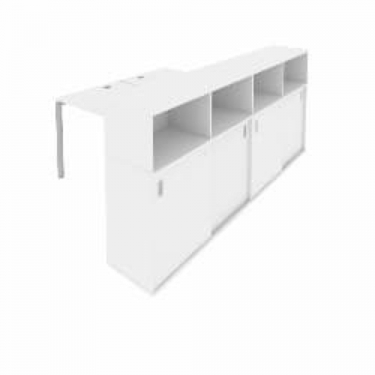 Рабочая станция с опорным шкафом-купе Рива Metal System Б.РС-СШК-4.2 Белый/Серый