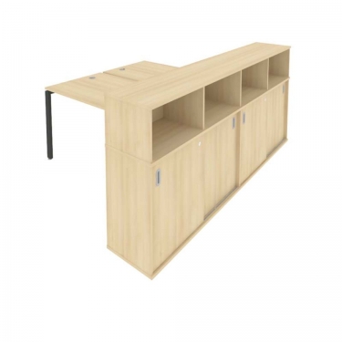 Рабочая станция с опорным шкафом-купе Рива Metal System Б.РС-СШК-4.3 Акация/Антрацит