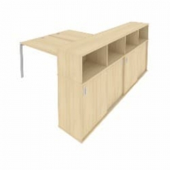 Рабочая станция с опорным шкафом-купе Рива Metal System Б.РС-СШК-4.4 Акация/Серый