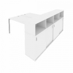 Рабочая станция с опорным шкафом-купе Рива Metal System Б.РС-СШК-4.4 Белый/Серый