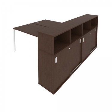 Рабочая станция с опорным шкафом-купе Рива Metal System Б.РС-СШК-4.4 Вяз/Белый