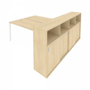 Рабочая станция с опорным шкафом-купе Рива Metal System Б.РС-СШК-4.5 Акация/Белый